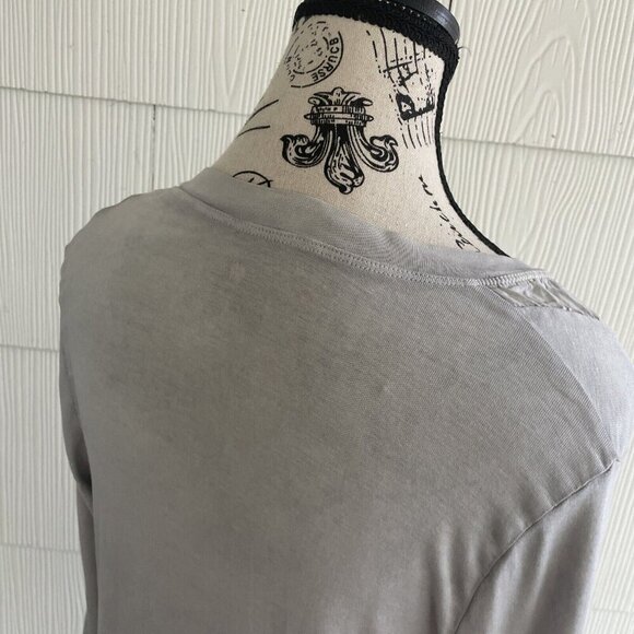 XCVI Sheer Front Legenlook V-Neck Top Long Sleeve - Gray Womens Size L (J6) - Picture 12 of 15